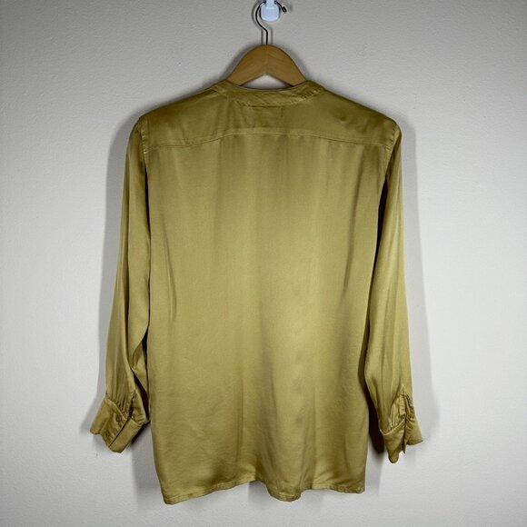 Vtg Escada Button Up Silk Top Womens Sz 40 US M Old Money Luxe Collarless Shirt - Picture 10 of 11